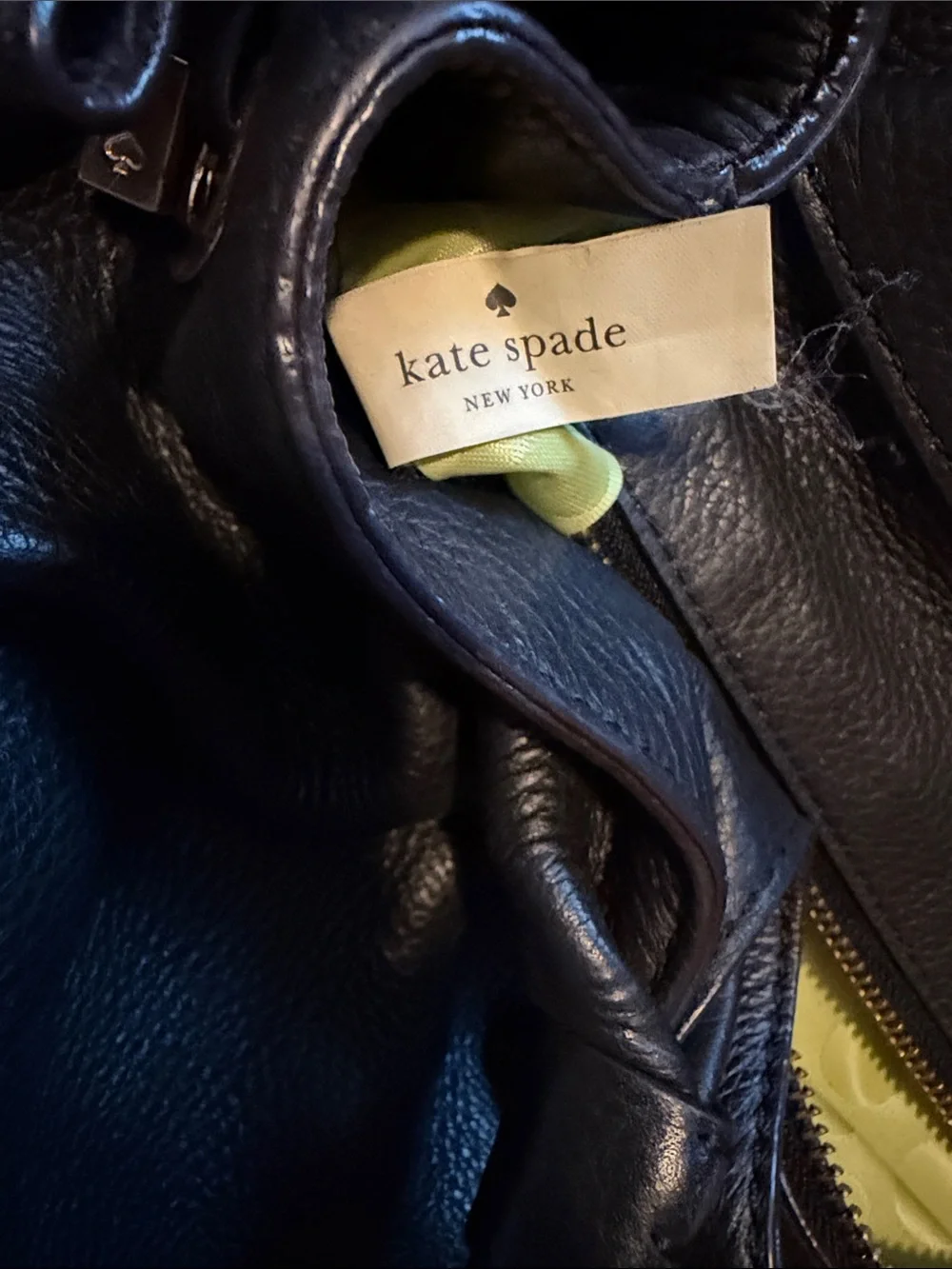 kate spade Black Pebbled Leather Shoulder Bag with Gold Logo